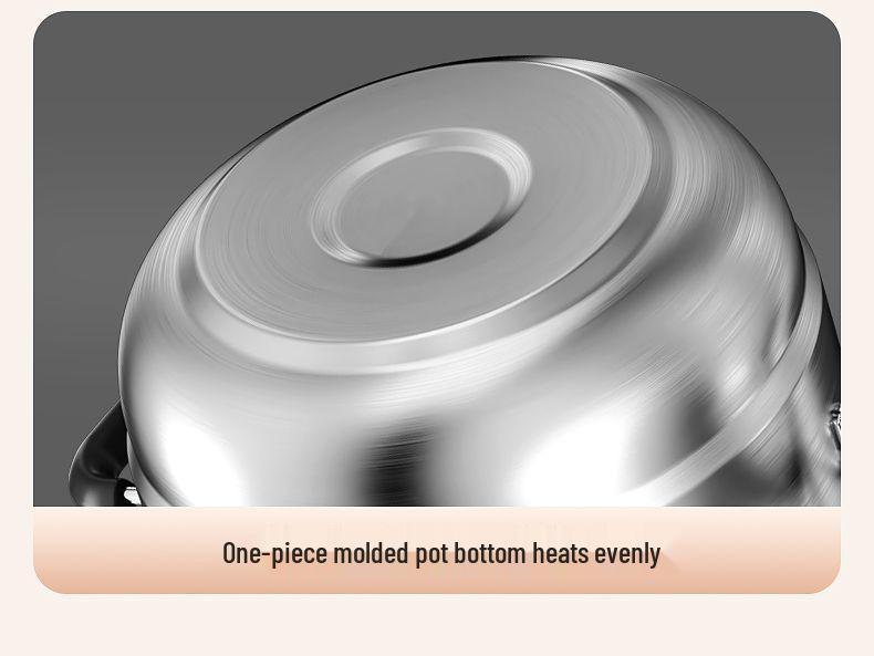 Qiaofangchu 304 Stainless Steel Steamer Pot: Thickened for Cooking Noodles, Soup, and Milk On Induction and Gas Stoves.