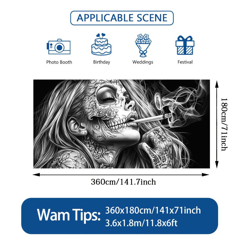 2D Flat 2D Banner 1pc Black White Karaoke Banner - Durable Skeleton Design For Day of the Dead Theme Party Outdoor - 2D Flat Print Easy to