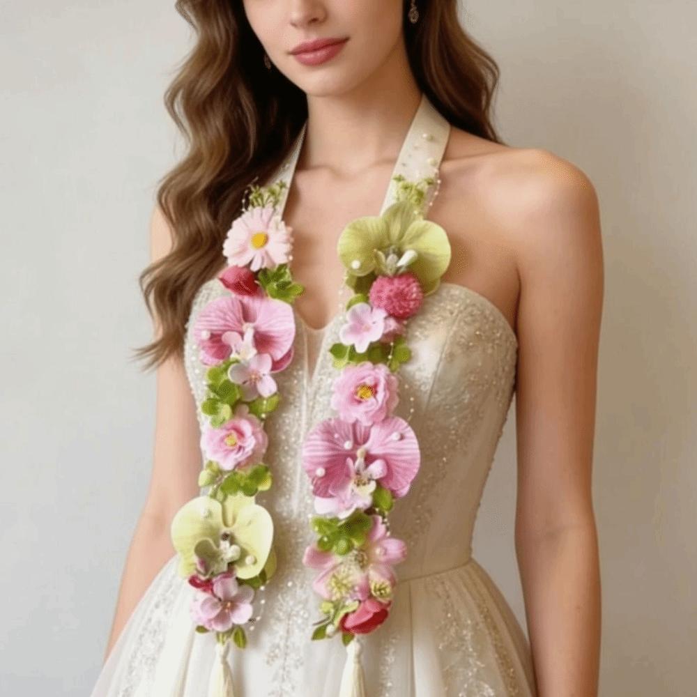 Artificial Flower Satin Flower Sash Satin Fabric Decorative Sash Student Graduation