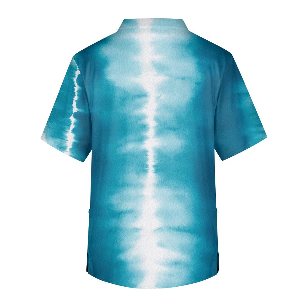 Мужская рабочая блузка с короткими рукавами и v-образным вырезом с принтом, топ с нагрудным карманом