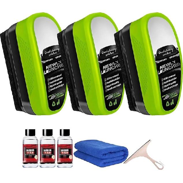 Technoant Oil Film Remover - No Scrubbing Required, Oil Film Cleaning Brush for Car Windows, Removes Oil Film & Grime In Seconds, Crystal-Clear View