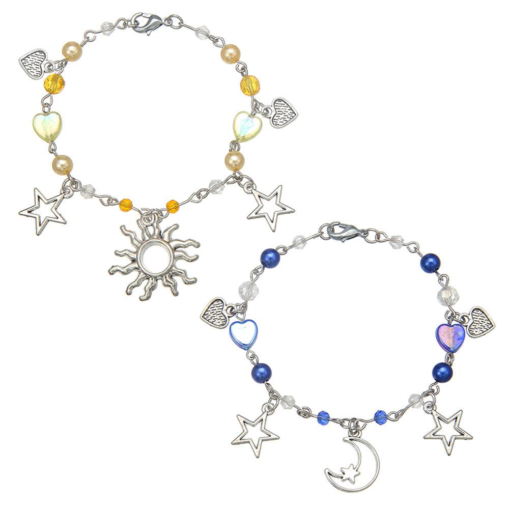 Punk Style Star Moon Sun Cat Pendant Bracelet For Couples And Friends