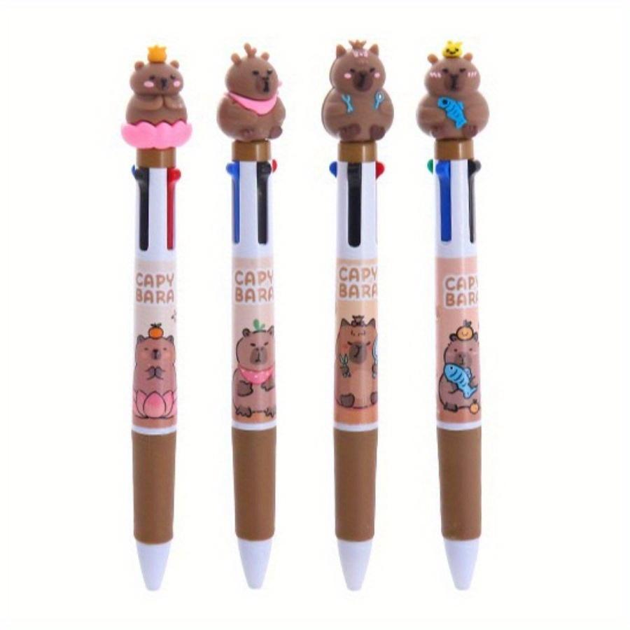 School Season 10pcs 0.5mm Capibala Four-color Ballpoint Pen High-value Stationery Color Handbook Pen Creative Office Multi-color Oil Pen