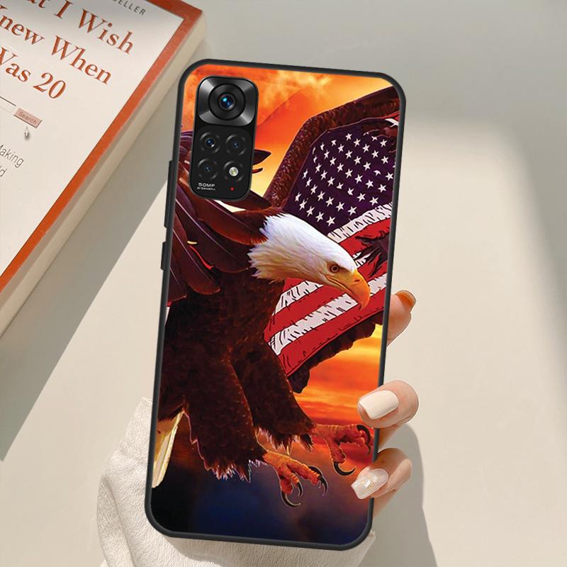 American USA Flag Eagle Case For Xiaomi Redmi Note 10 8 9 11 Pro 8T 9S 10S 11S Redmi 10C 9C 9A 9T K50 K40 Gaming