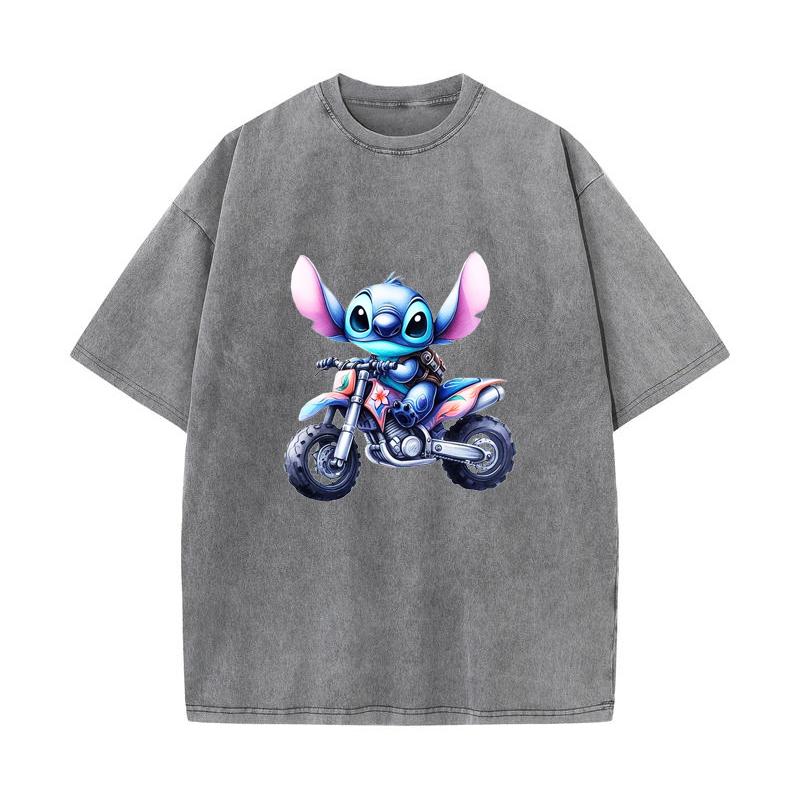 SX-06 MINISO 2026 Summer Vintage Wash Printed Pure Cotton Shoulder Style Men's and Women's Round Neck Short Sleeved Couple T-shirt