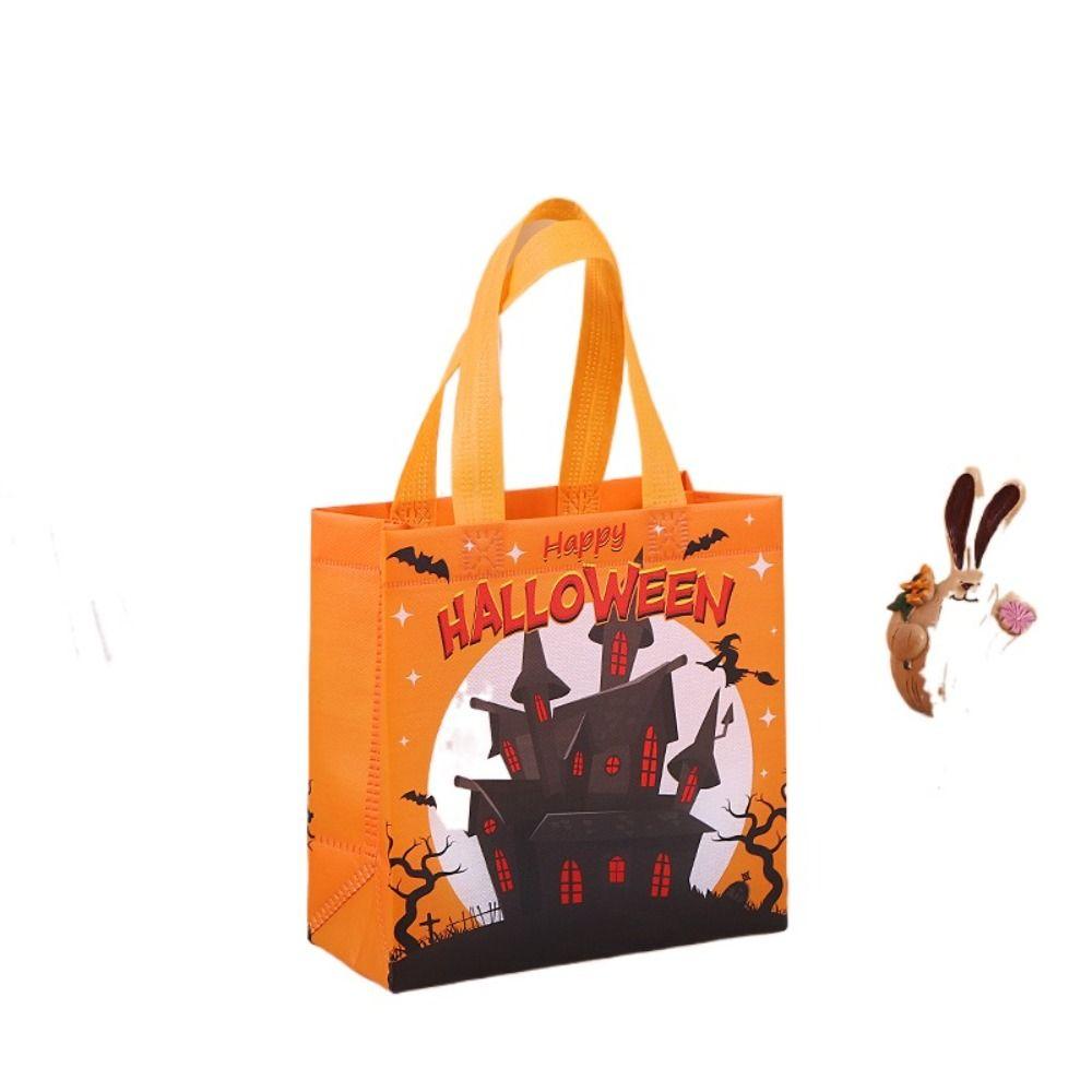 Large Capacity Halloween Gift Bag Ghost Printed Pumpkin Bag Party Supplies