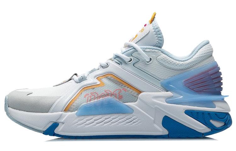 Li Ning 001 Ti Cushioning Slip Resistant Low top Running Shoes Women's White Blue AGLR008-1