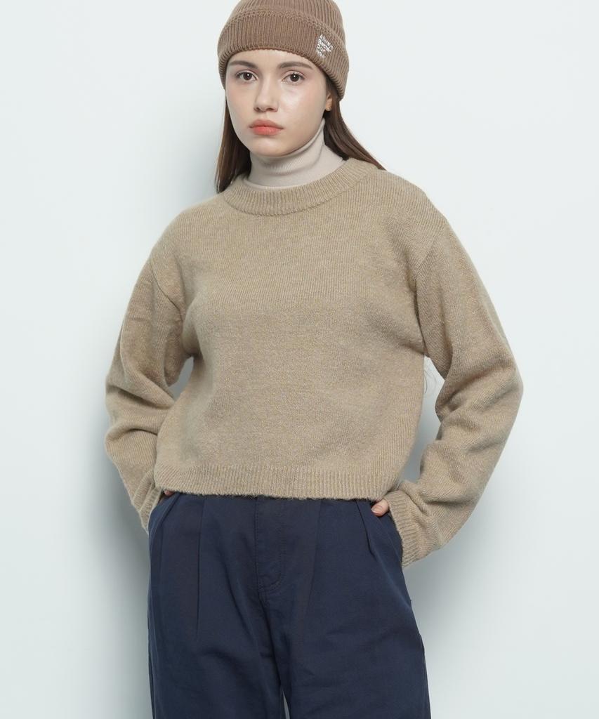 THE-ABON W17 Alpaca Crop Knit Beige
