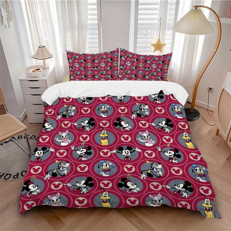 3pcs set Mickey Mouse, Minnie Mouse, Daisy Duck Bedding Set with Duvet Cover+Pillowcases, All-Season Polyester, Zipper Closure84