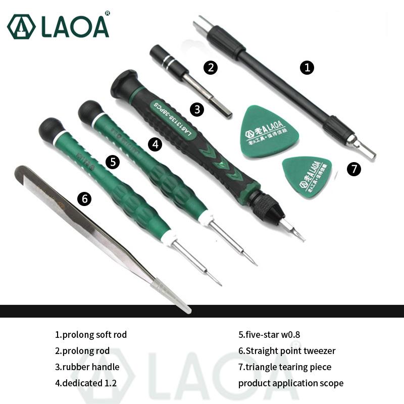 LAOA Набор отверток 38 в 1 Набор бит для прецизионной отвертки Набор инструментов для ремонта ноутбука Мобильного телефона Прецизионная отвертка Ручной инструмент