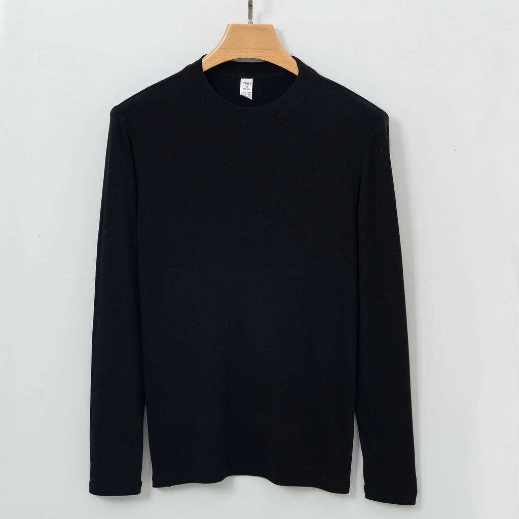 Men's Luxury Wool-Silk Thermal Round Neck Shirt for Autumn & Winter