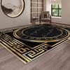 Luxury Black Gaming Room Decoration Carpet Marble Style Golden Border Living Room Rug Soft Non-slip Mat for Kids Easy Cleaning