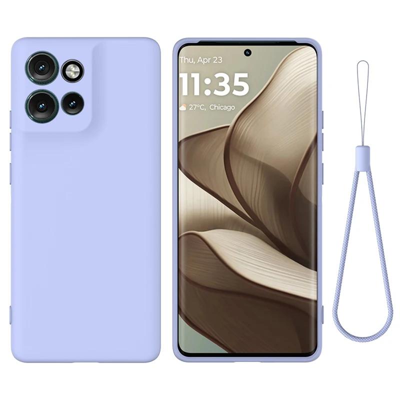 Для Motorola MOTO Edge 50 Neo, S50 Чехол Мягкий Премиальный Чехол из Жидкого Силикона с Флоком Внутри Чехол с Ремешком для Moto S50