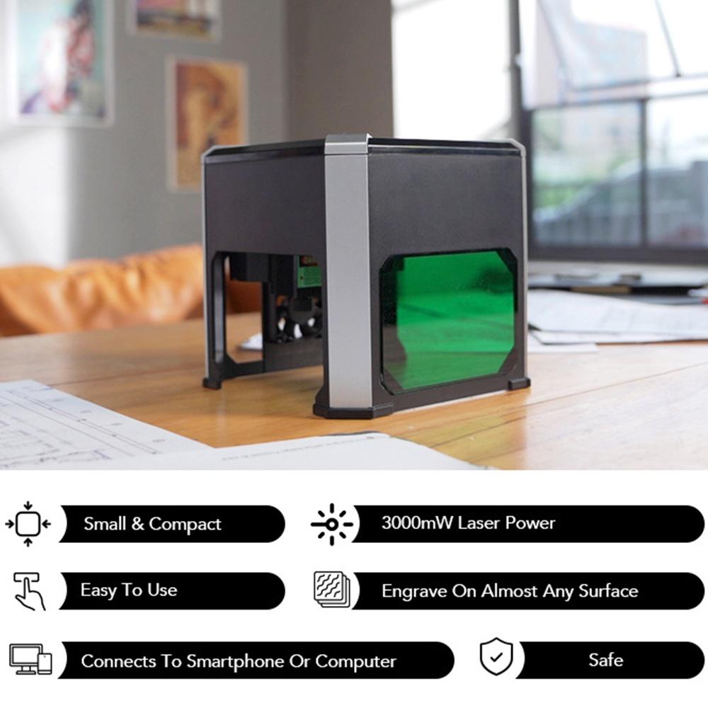 Мини-лазерный гравировальный станок переменного тока 110-240 В Диапазон гравировки 3000 МВт ЧПУ Wi-Fi USB Лазерный гравер DIY Логотип Марк Принтер Резак Деревообработка 80x80 мм