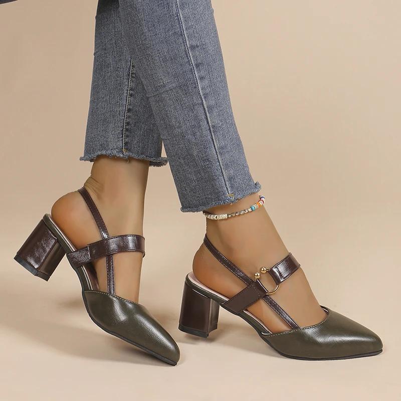 Женские туфли на каблуках, босоножки, новые повседневные модные сексуальные туфли на высоком каблуке, женские новые толстые туфли на каблуке, роскошные дизайнерские сандалии для женщин