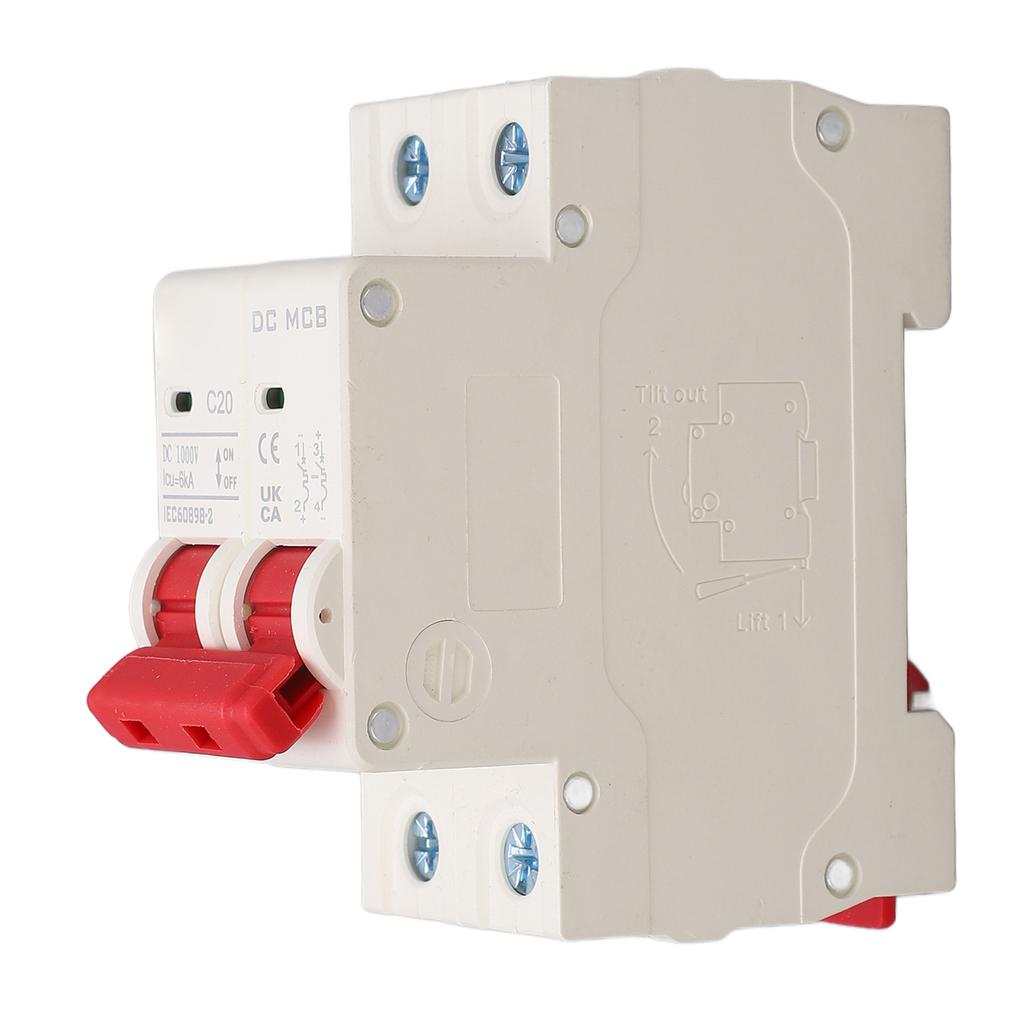 2P Автоматический выключатель постоянного тока 6000А Отключающая способность Мини-безопасный автоматический выключатель для солнечной фотоэлектрической системы 20А 1000В