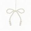 12PCS with Ribbon Strap Christmas Pearl Bow Hanging Ornaments Pearl Bow Handbag Charm  Wedding