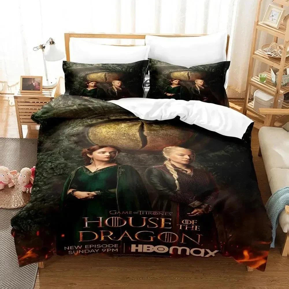 3D-принт «Дом дракона» Комплект постельного белья Пододеяльник Постельный комплект Одеяло Наволочка Одеяло King Queen Size Комплект постельного белья для мальчиков и взрослых