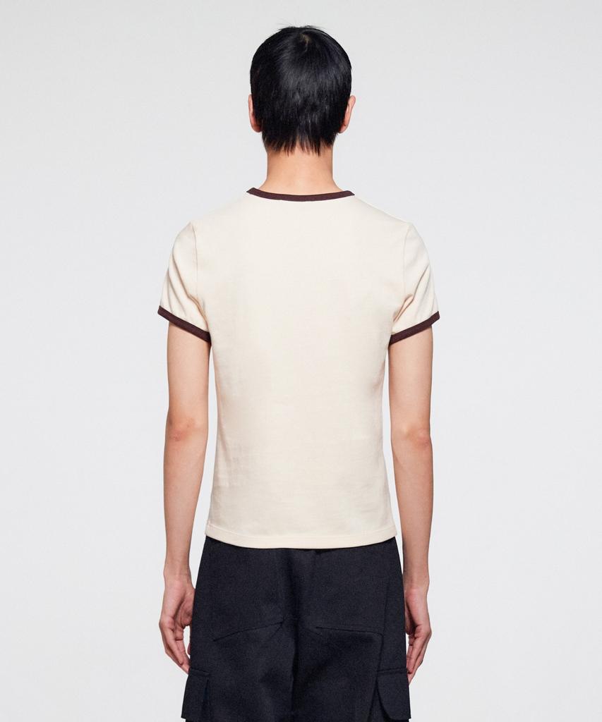 ERA Мужская футболка с цветной кромкой, узкий крой, цвет Желто-коричневый