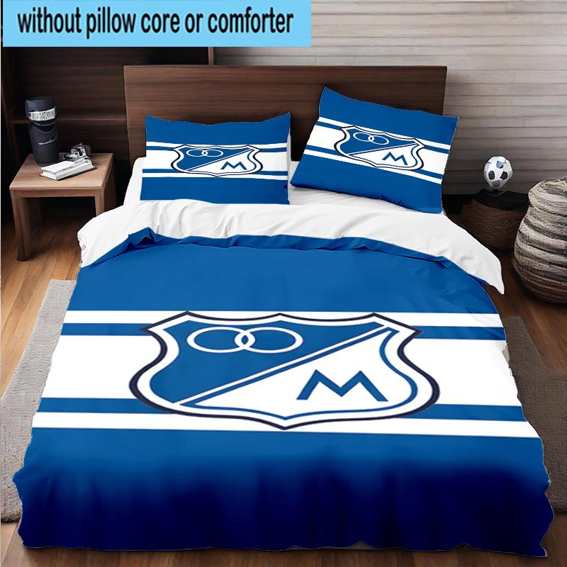 3PCS Blue White Crest Pattern Bedding Set,Including 1pc Duvet Cover And 2pcs Pillowcases Perfect for Bedroom, Dormitory, Fan Christmas gift