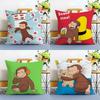 George The Curious Monkey Pillow Case Anti-dustmite Pillowcase Invisible Zipper Silky Short Plush Sofa Cushion Cover