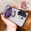 KEYSION Противоударный чехол с гальваническим покрытием для VIVO V60 5G Прозрачный Мягкий ТПУ Блестящий Инкрустированный стразами Лебедь подставка Задняя крышка для VIVO V60