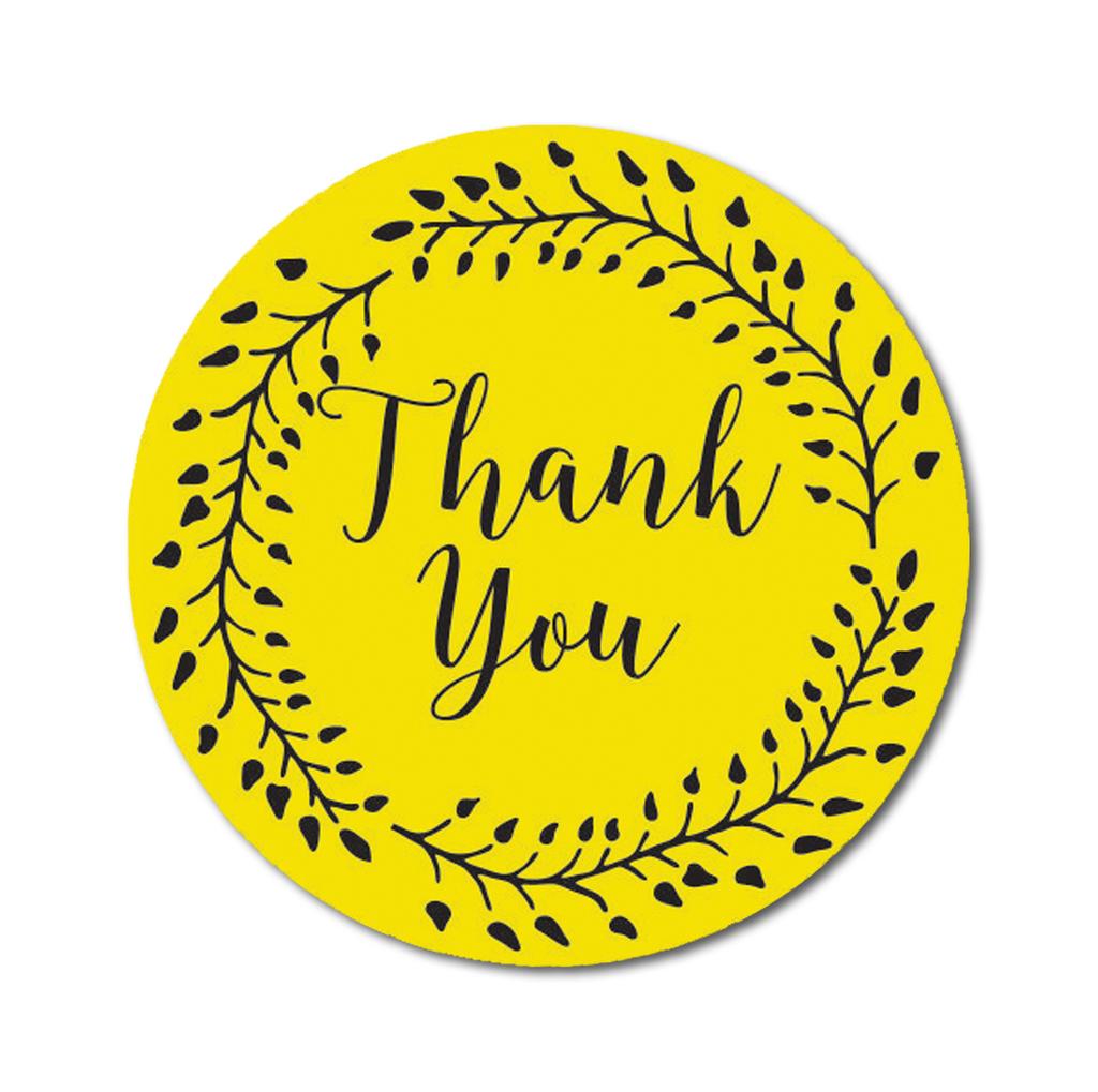Darling Souvenir Round 1.6 Inches Black Vines Border Thank You Stickers Non Customized Gift-45
