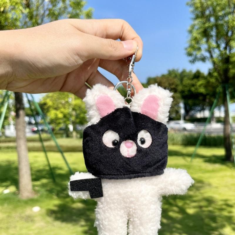 Plush Rabbit Bear Pine Charm Keychains Cute Pendant Y2K Car Keyring Backpack Decoration Fashion Jewelry for Women Girls