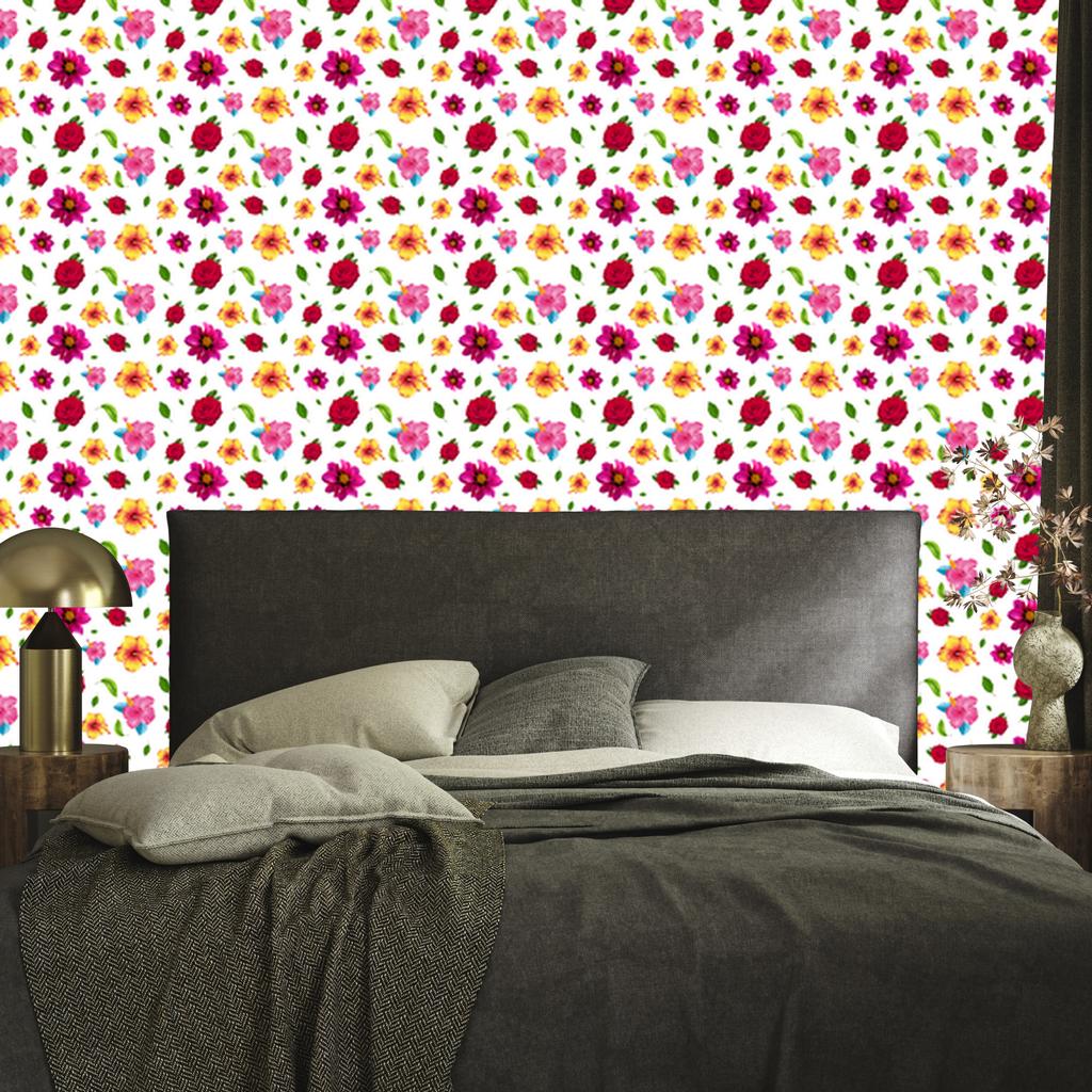 Wallpaper Flowers white, cream and powder pink for the living room and bedroom 50x1000
