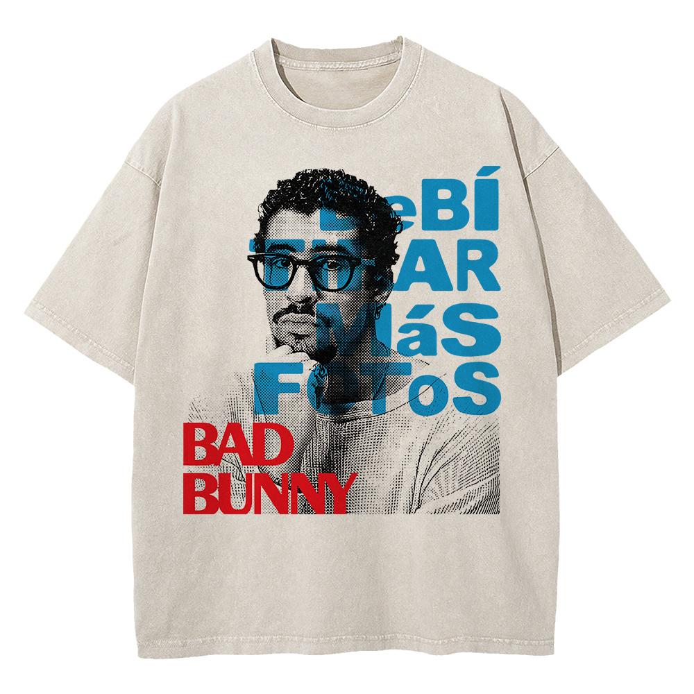 Cotton Vintage Washed Bad Bunny Deb Tirar Ms Fotos World Tour T Shirt Women DTMF Funny Frog Oversize Tees Tops