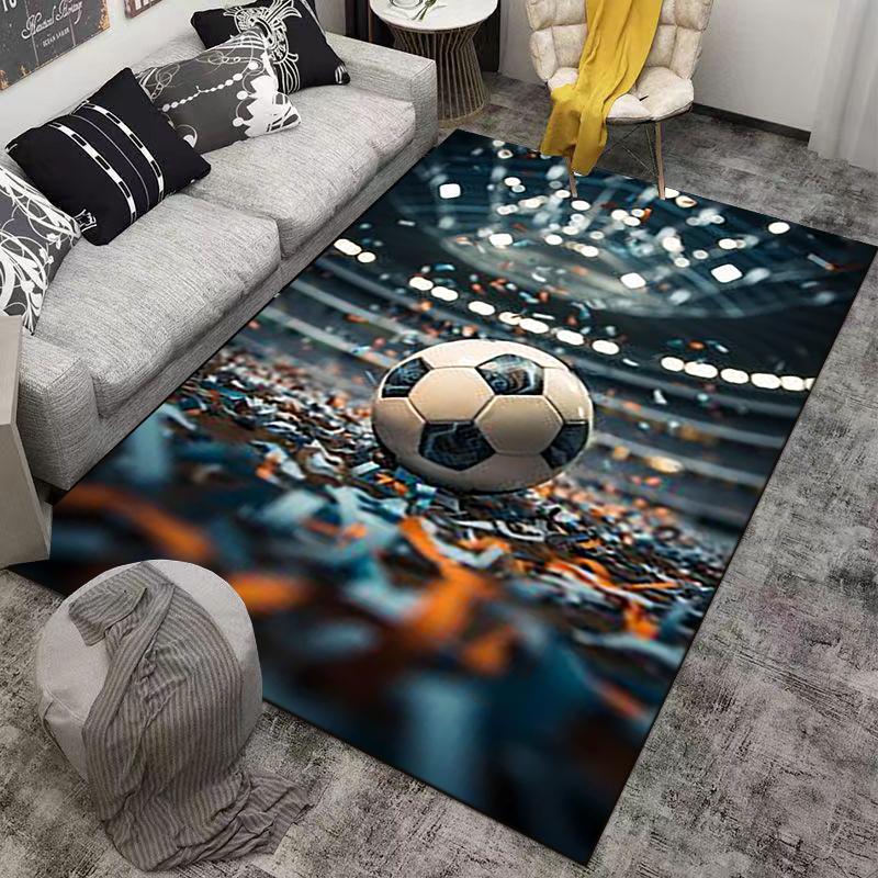 Soccer Ball Carpet with Stadium Scene Design for Bedroom Decor Suitable for use as an anti-slip for living room bedroom sofas