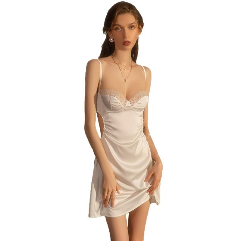 Sex underwear sexy side leakage straps pajamas women's pure desire French retro careful machine hollow loungewear