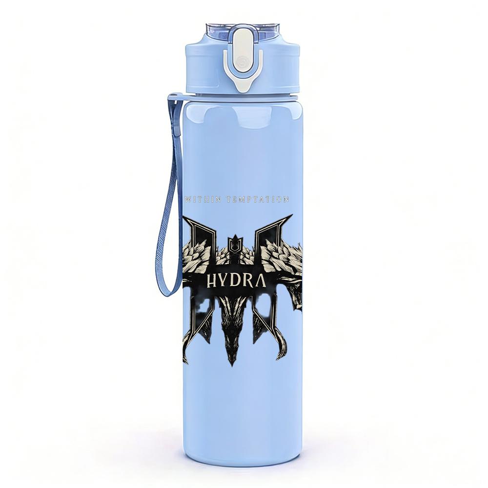 1PC Fantasy royal group vintage print 750ml colorful plastic sports water bottle leakproof pop up lid with straw for outdoor work home use
