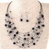 2Pcs/Set Exaggerated Bohemian Ethnic Style Necklace Earring Set Artificial Crystal Beaded Multi-layered Necklace Hook Earrings Set Jewelry Gift