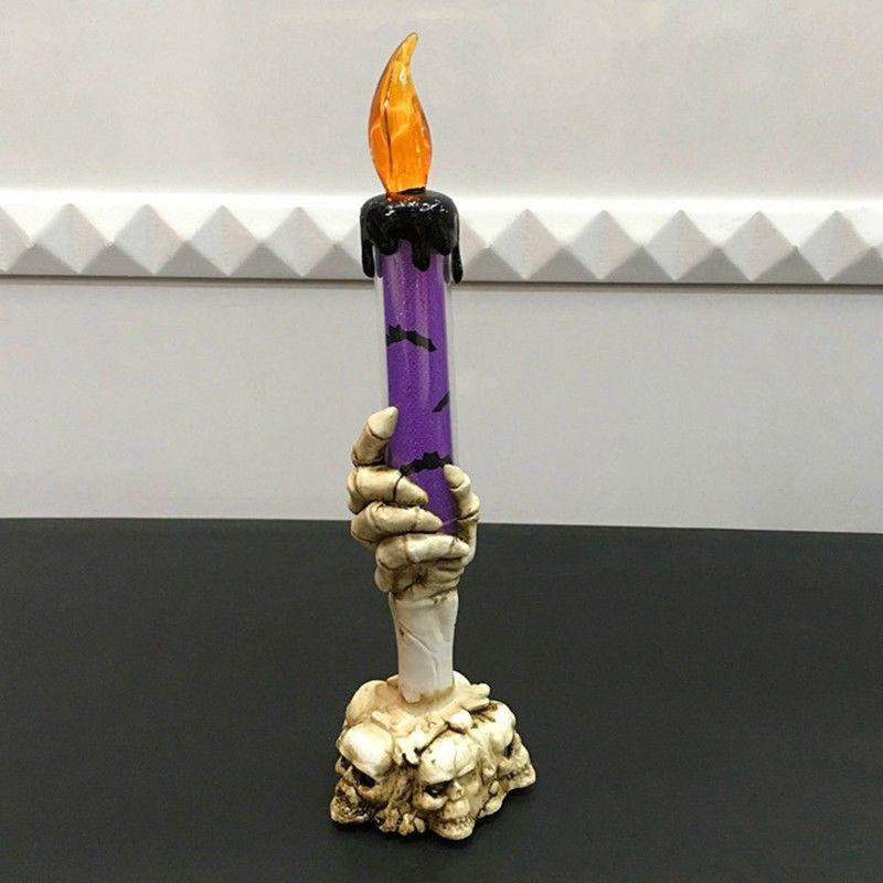 Spooky Halloween Skull Skeletal Hand Stand Led Candle Lamp With Vibrant Colors