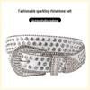 Women's Rhinestone Crystal Waist Belt for Jeans or Dress, European and American Style with Inlaid Rivets