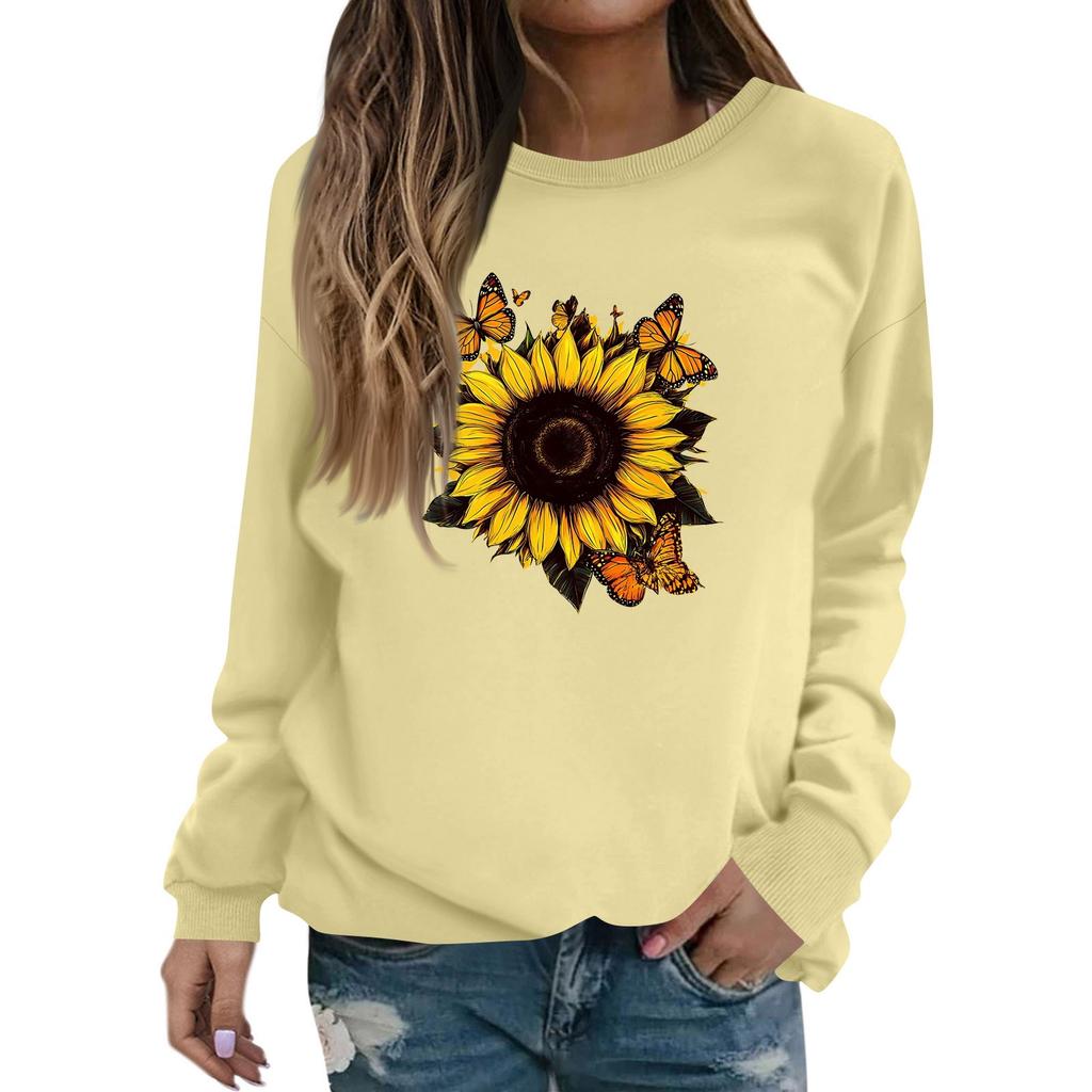 Женская модная повседневная толстовка с длинным рукавом и круглым вырезом с принтом