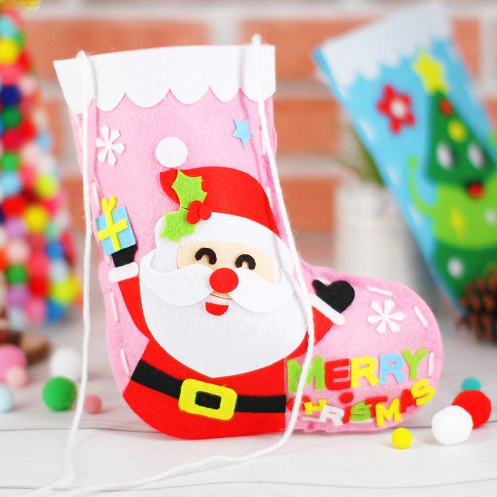 Non-woven Fabric Hangable Christmas Sock House Decoracion Xmas Non-Woven Socks Kids/Children