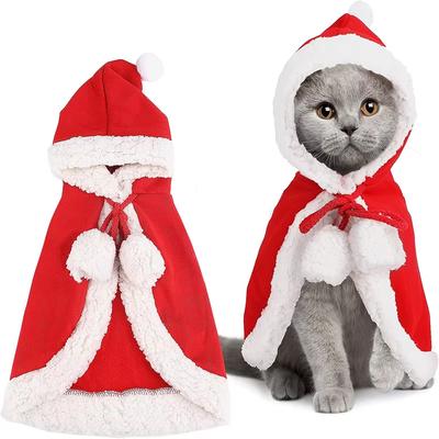 Костюм кошки, костюм Санта-Клауса, забавная трансформированная кошка/собака, рождественская накидка для домашних животных, нарядная одежда, красный шарф, плащ, реквизит, декор