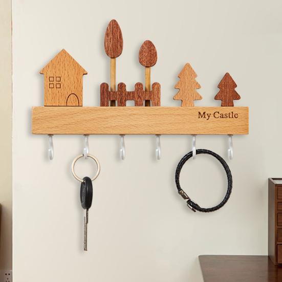 Настенный стеллаж для хранения вещей Крючок для ключей Гладкий край Без заусенцев Простая установка Вход