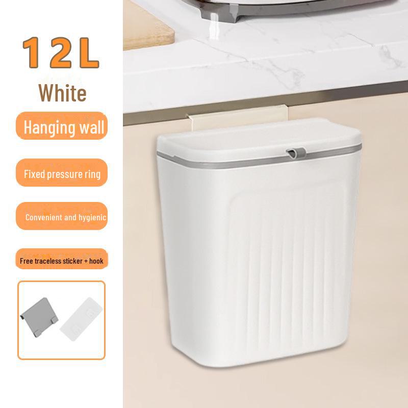 Кремовый настенный мусорный бак с крышкой для кухни и ванной комнаты