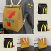 Mcdonalds Letter Print Cotton Canvas Backpack For College Students With Durability And Inner Pocket