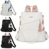 Elegant Women's Anti-Theft Lightweight Backpack Large Capacity, Adjustable Straps, Tassel Detail, PU Material, Perfect for Travel & Daily Use