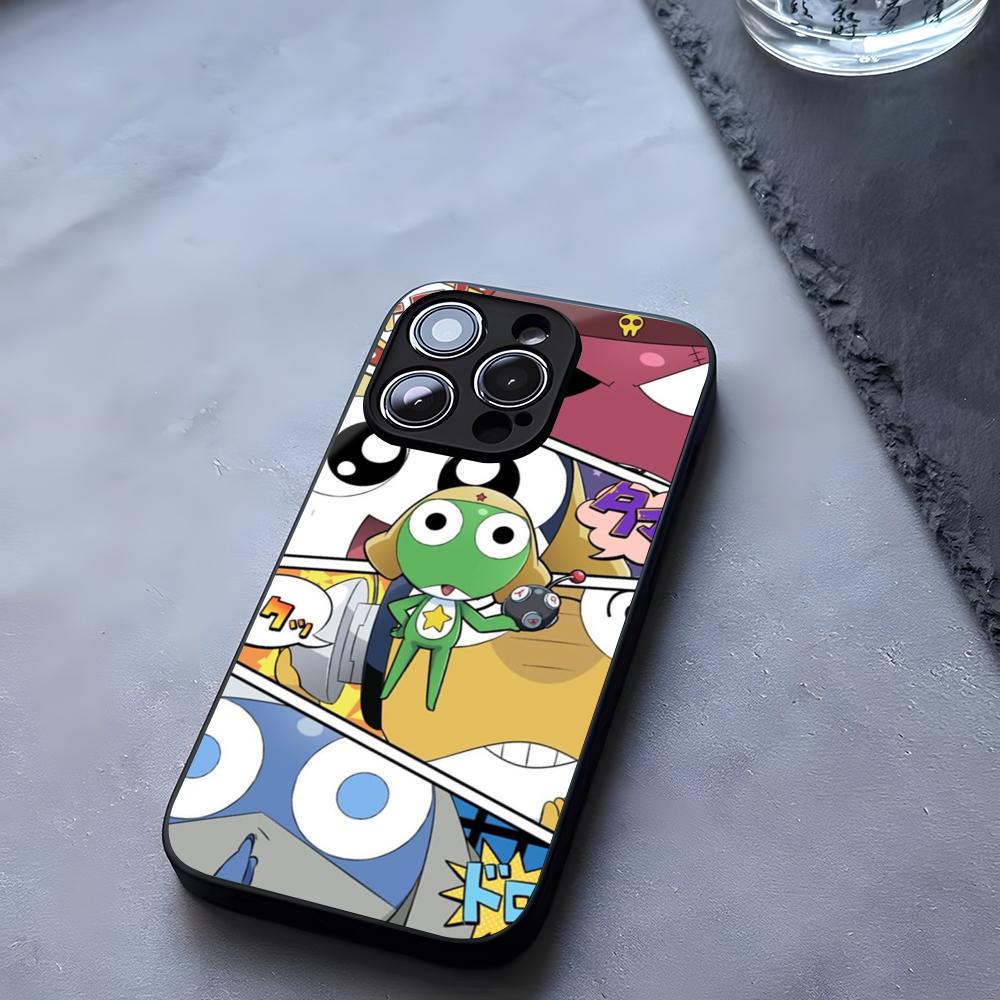 Мультяшный чехол-лягушонок Keroro Gunsou из закаленного стекла для IPhone 17 13 14 16 12 15 11 Pro Max Plus Mini X XR SE2020 Coque