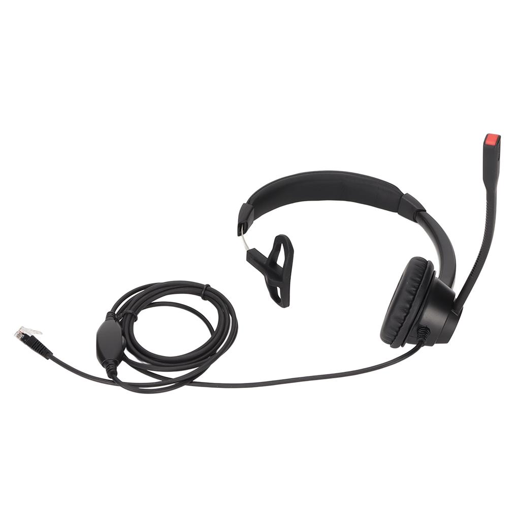 Monaural Customer Service Headset Volume Adjustment Single Sided Ear Headphone with Noise Cancelling Mic