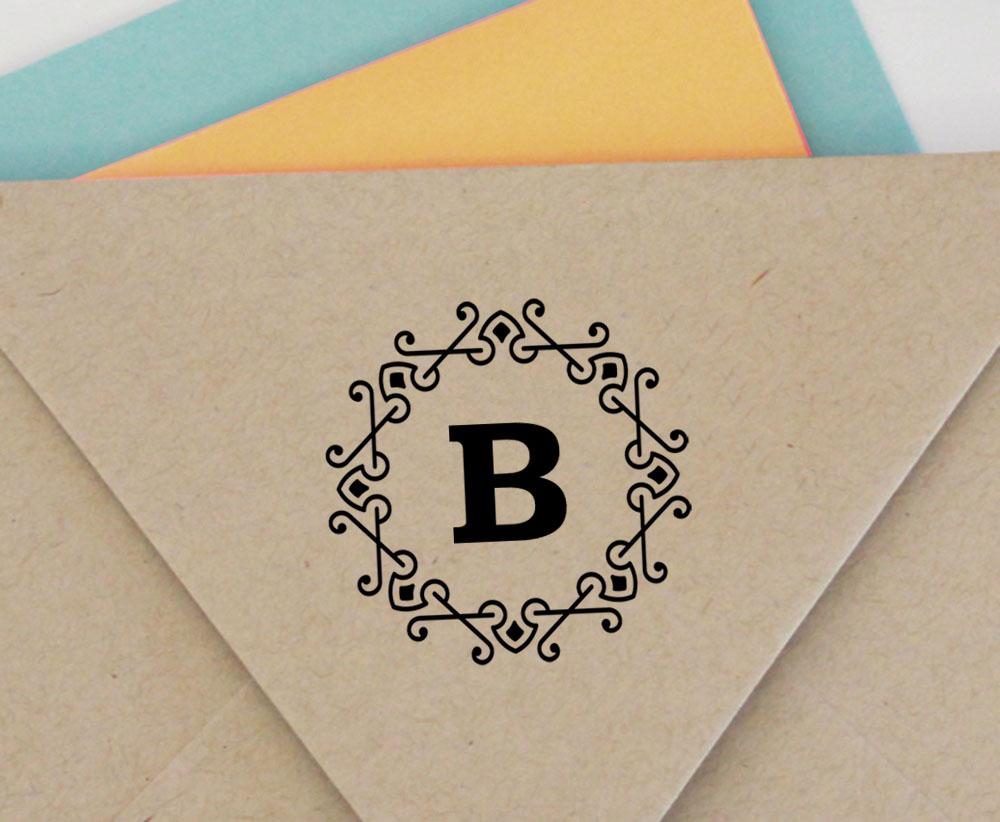 Printtoo Alphabet B Monogram Octagon Celtic Swirl Frame Self Inking Rubber Stamp Office