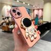Luxury Space Astronaut Holder Phone Case For iPhone 11 12 13 14 Pro Max X XR XS Cute Plating Bumper On 7 8 Plus SE23 Stand Cover