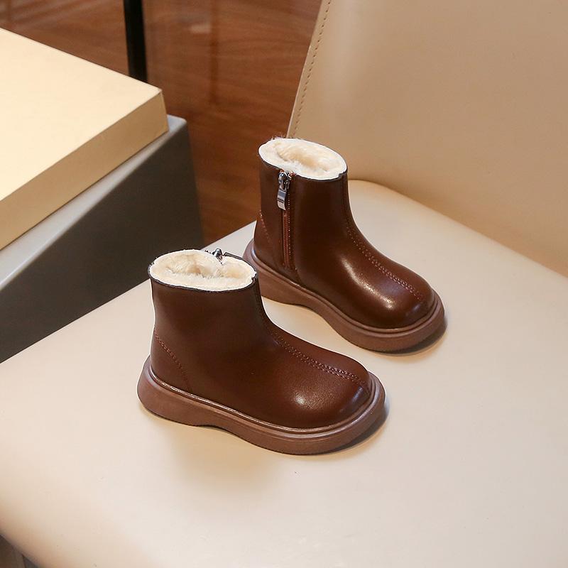 Children's Boots New Padded Thickened Boys and Girls Cotton Shoes Size 23-35 Versatile Non-slip Kids Baby Martin Boots Shoes