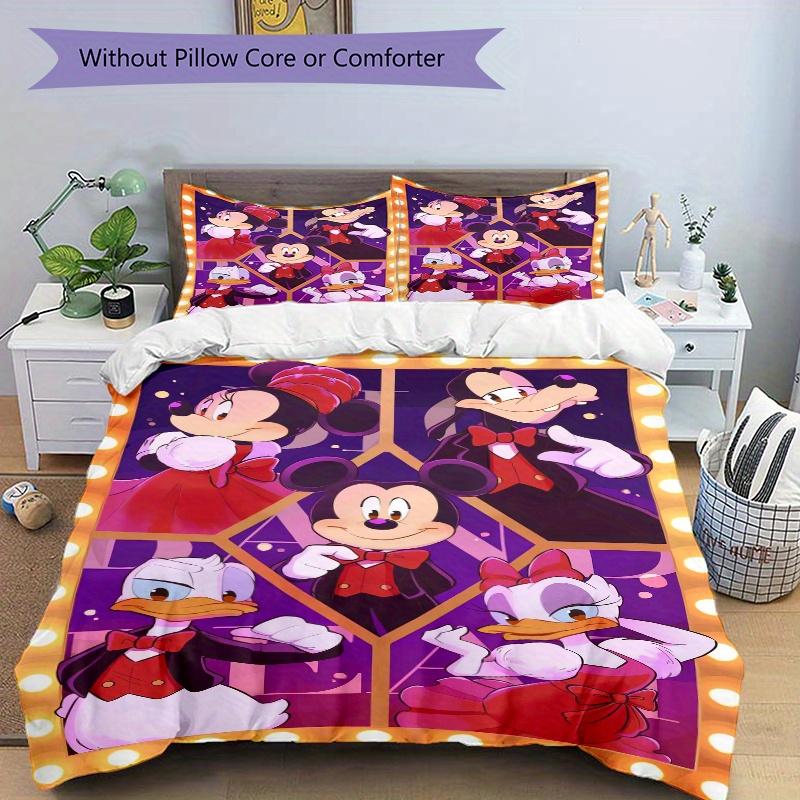 3pcs Mickey and Friends Magician Decoration Design Quilt Cover Set (1 Quilt Cover + 2 Pillowcases Without Pillow Core), High-Definition Printing