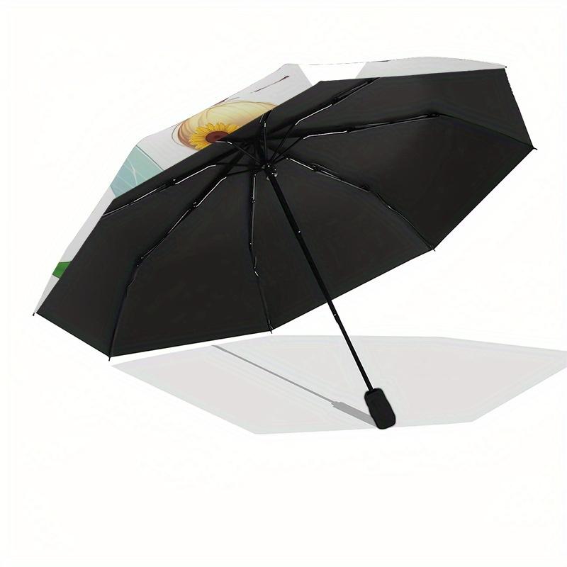 Disney Tinker Bell, Flowers Automatic Open/Close Umbrella - Cute Umbrella with Cute Design, Portable 3-Fold Compact Umbrella for Men & Women